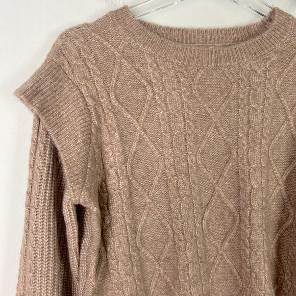 NWT Sincerely Jules Ruffle Shoulder Crewneck Sweater Oatmeal Size Small S NEW - Picture 2 of 12